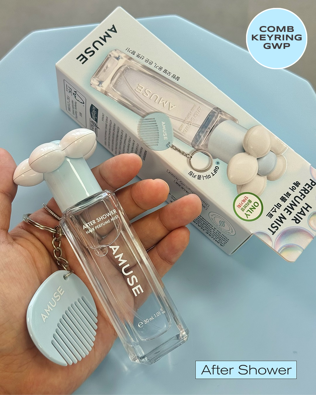 AMUSE Limited Edition Hair Perfume Mist + Comb Keyring GWP