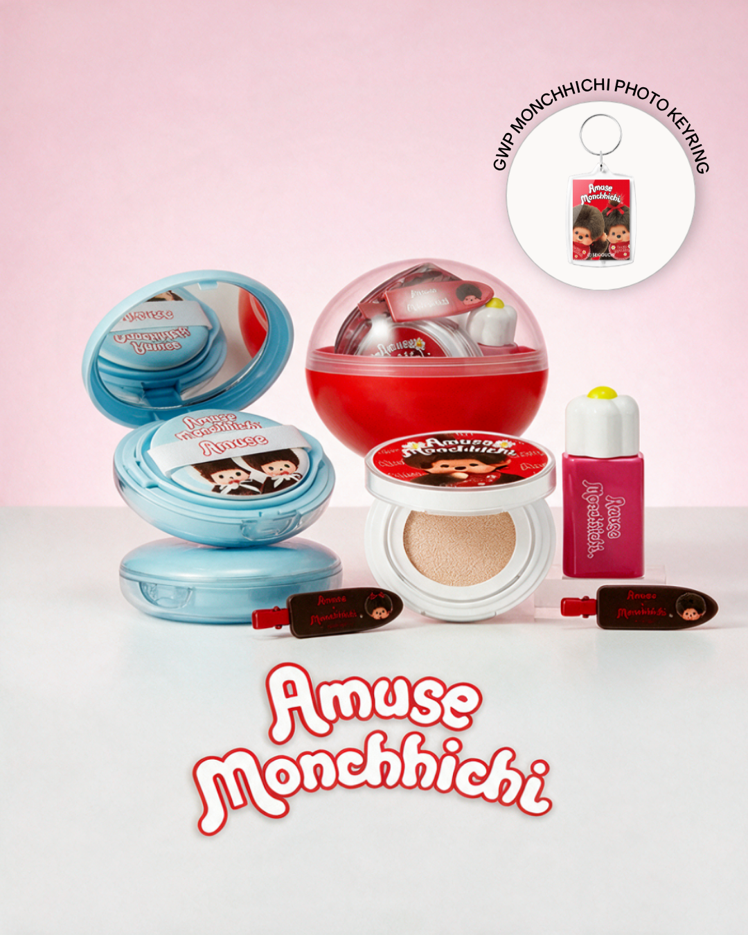 [PROMO] AMUSE x MONCHHICHI Cushion + Gacha Set (Warm/Cool)
